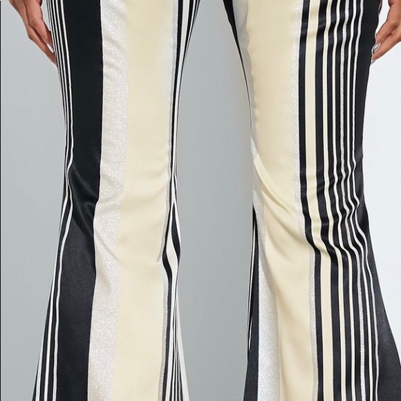 Peace+Love silver metallic stripe flared pants - Picture 3 of 7
